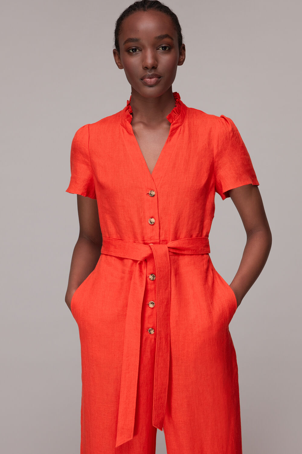 Red Emmie Linen Jumpsuit