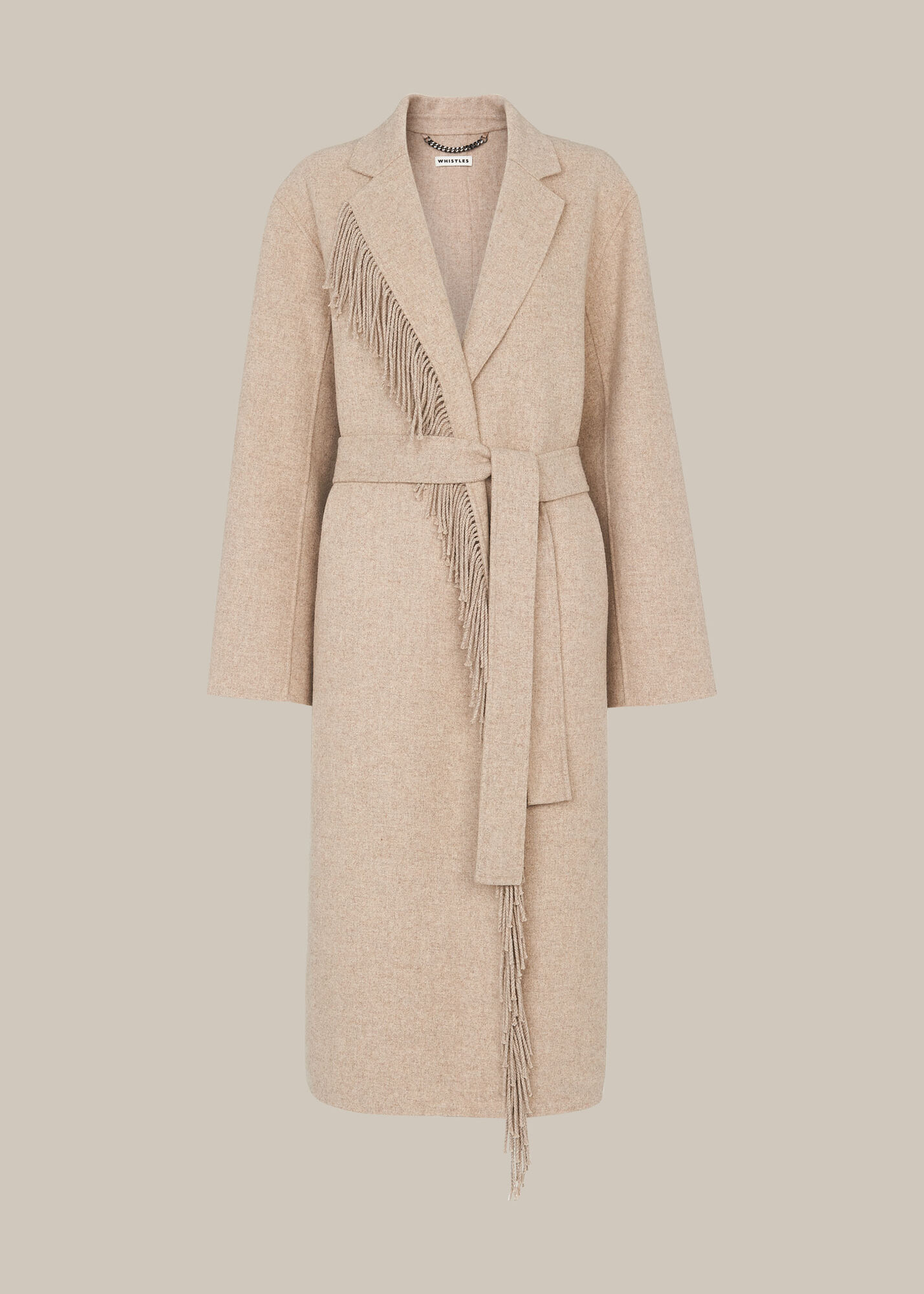 Neutral Fringe Detail Wrap Coat WHISTLES Whistles UK