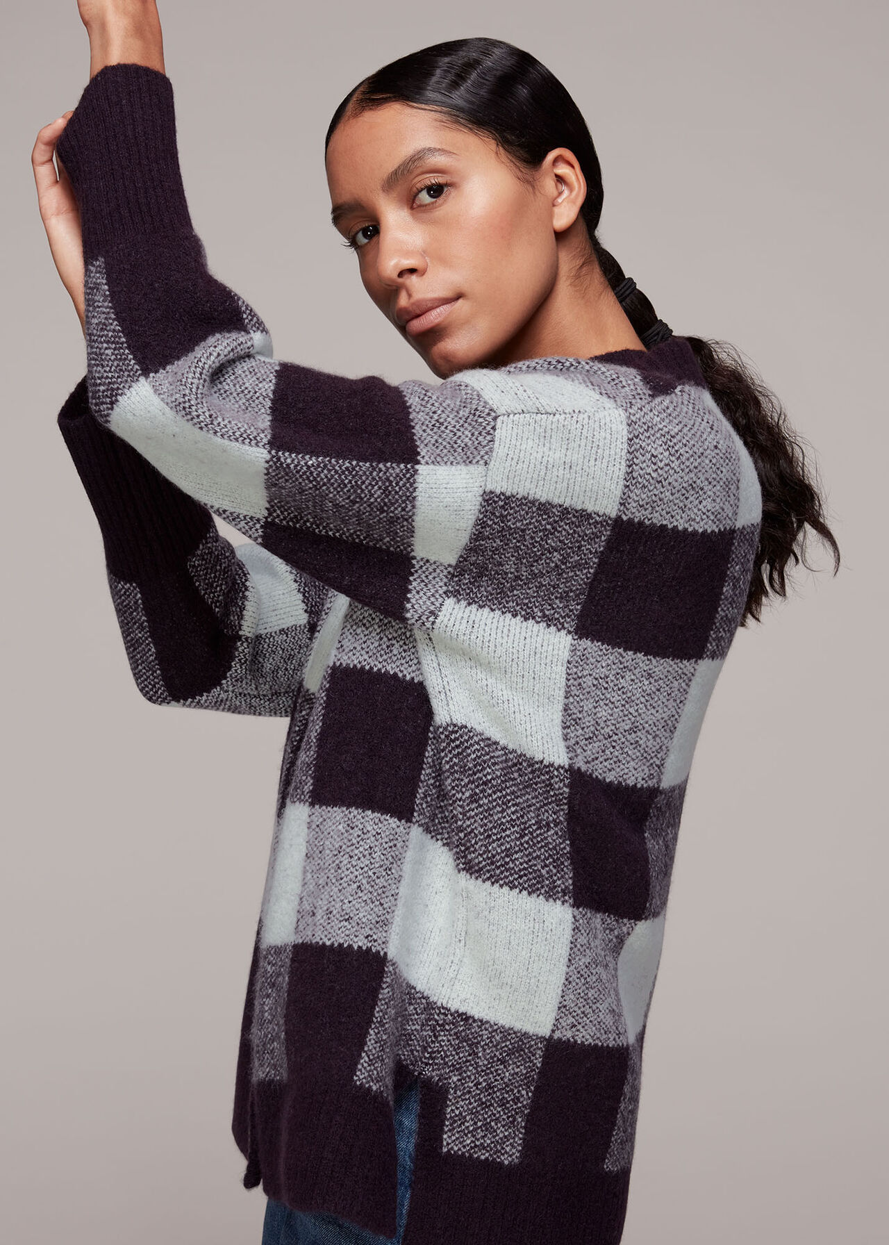 Checked Cardigan