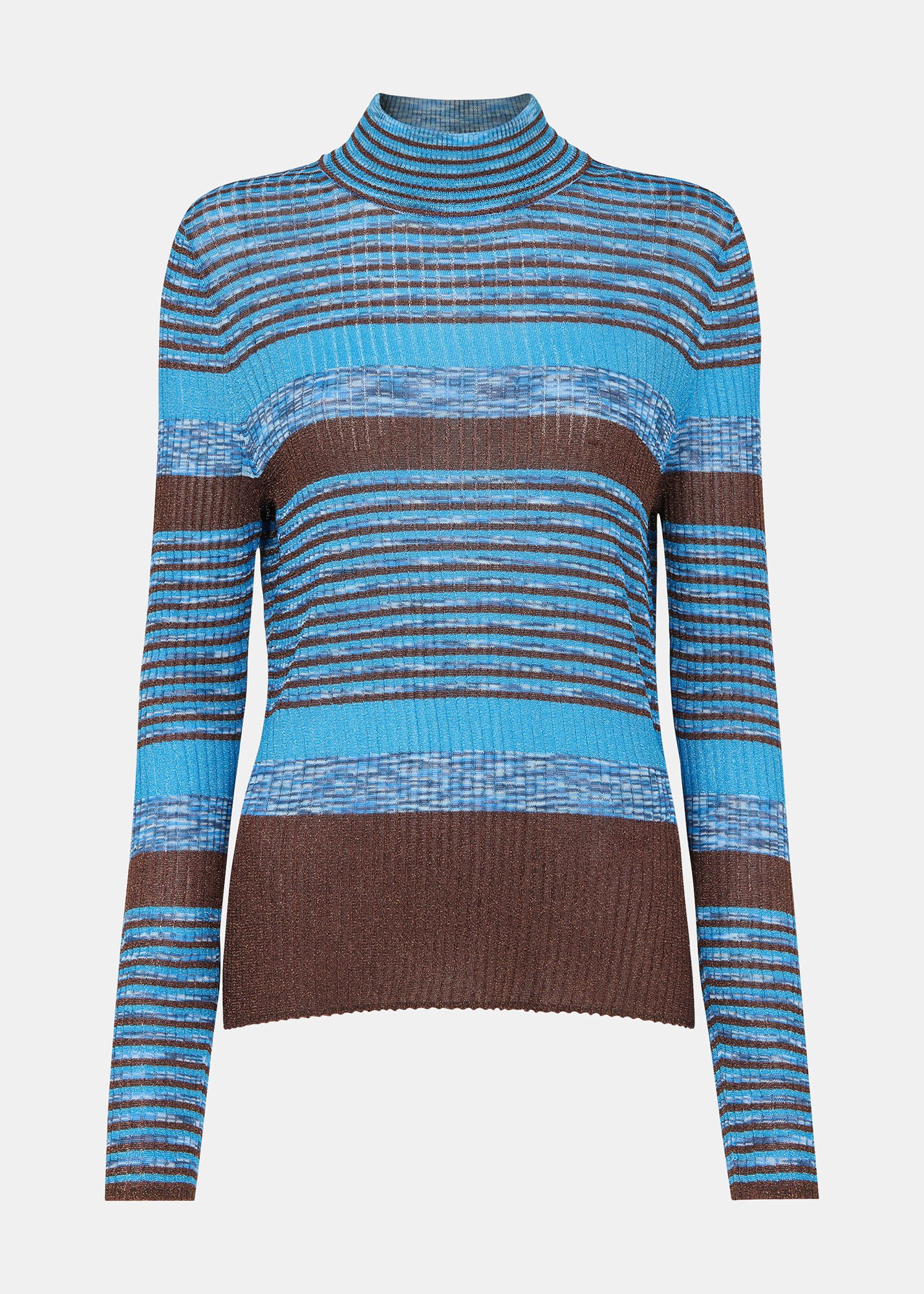 Women s Multicolour Stripe Sparkle High Neck Sweater Whistles US