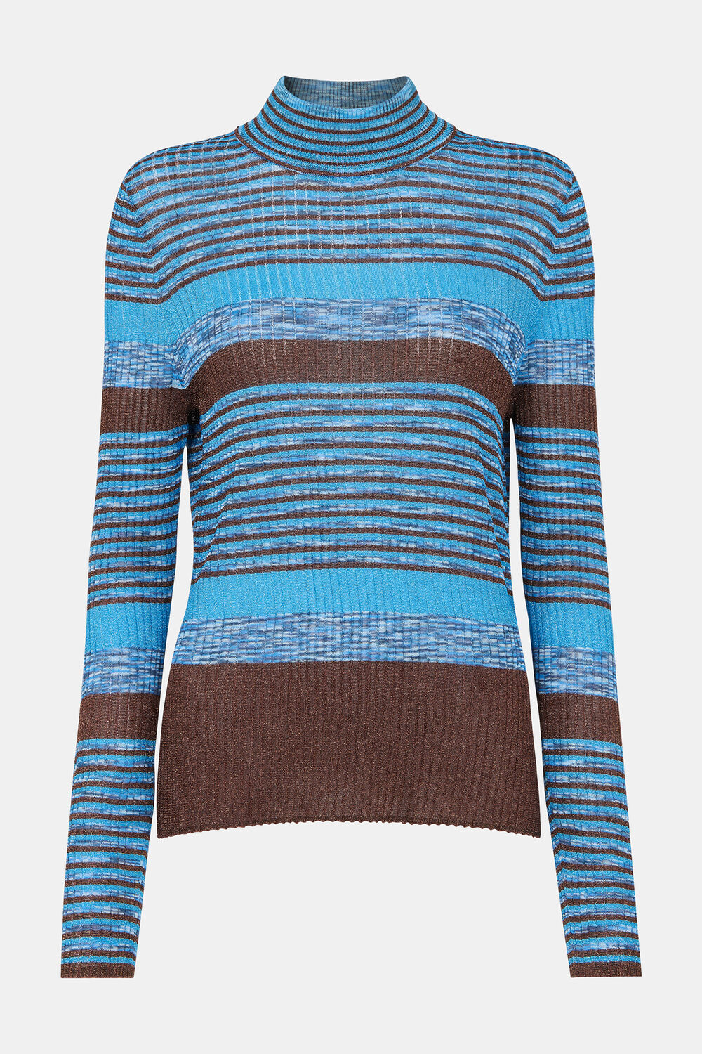 Stripe Sparkle High Neck Knit