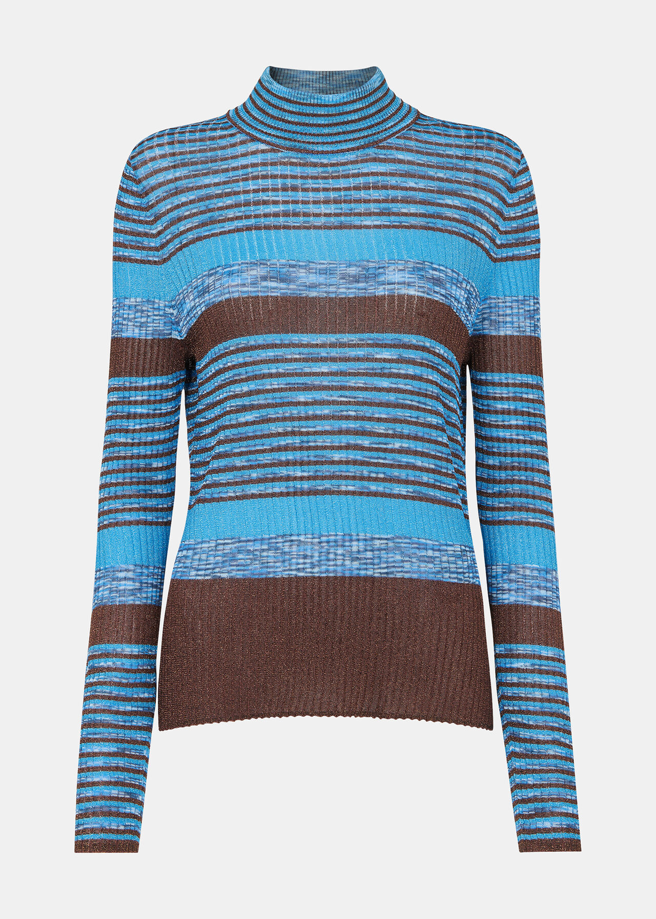Stripe Sparkle High Neck Knit