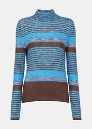 Stripe Sparkle High Neck Knit