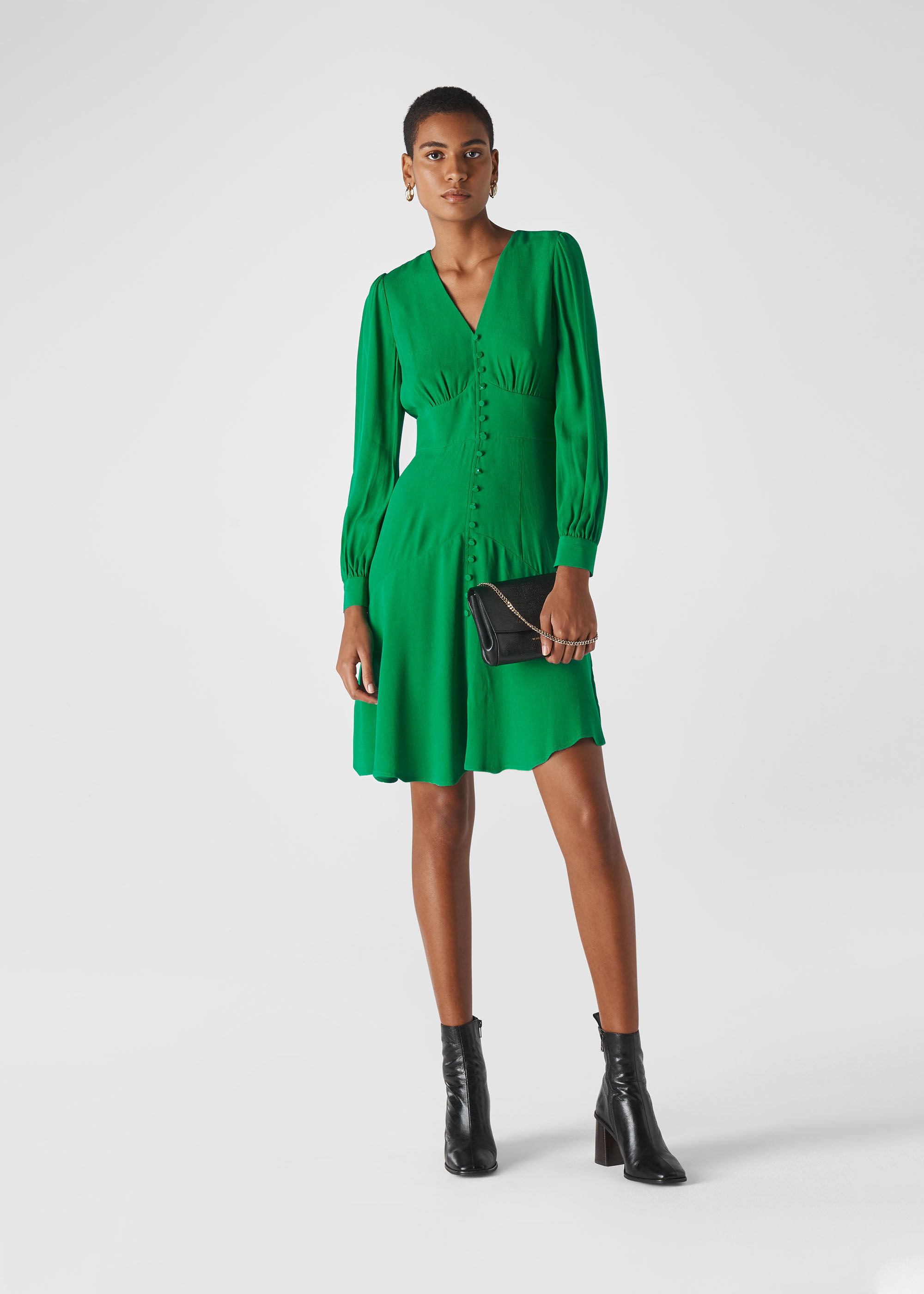 whistles green velvet dress