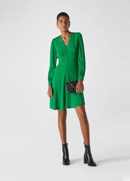 Short Button Through Dress Green