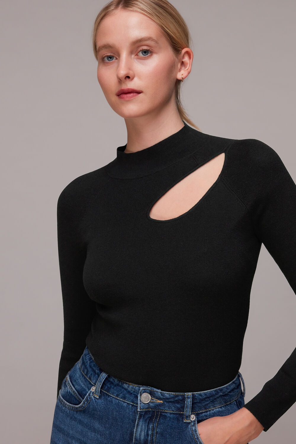 Black Asymmetric Cut Out Knit