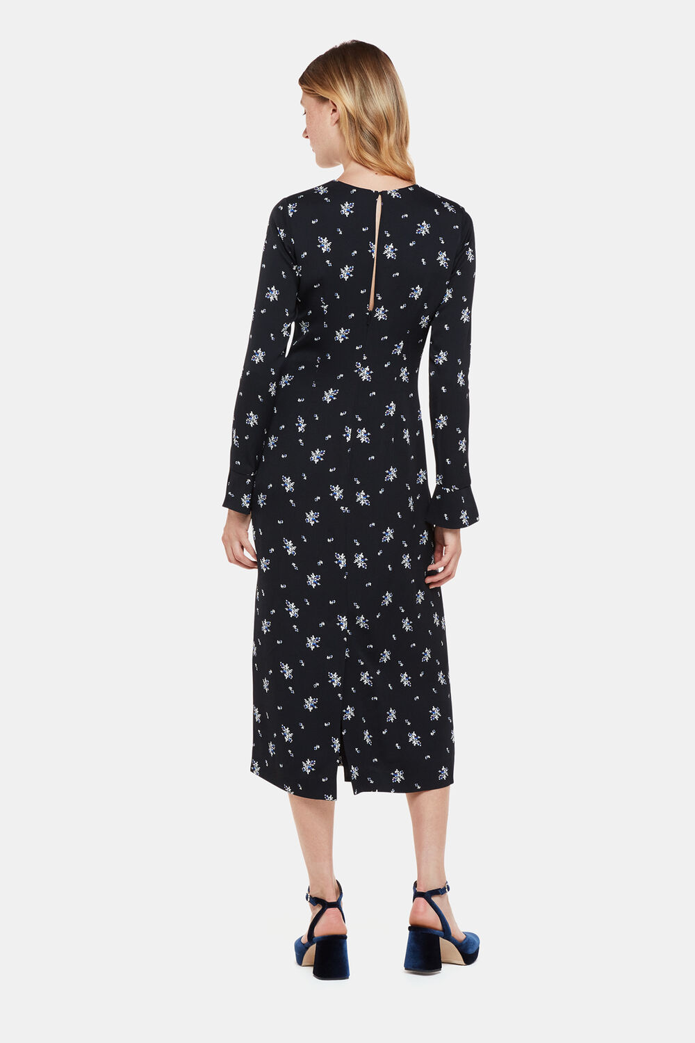Black Romantic Satin Midi Dress
