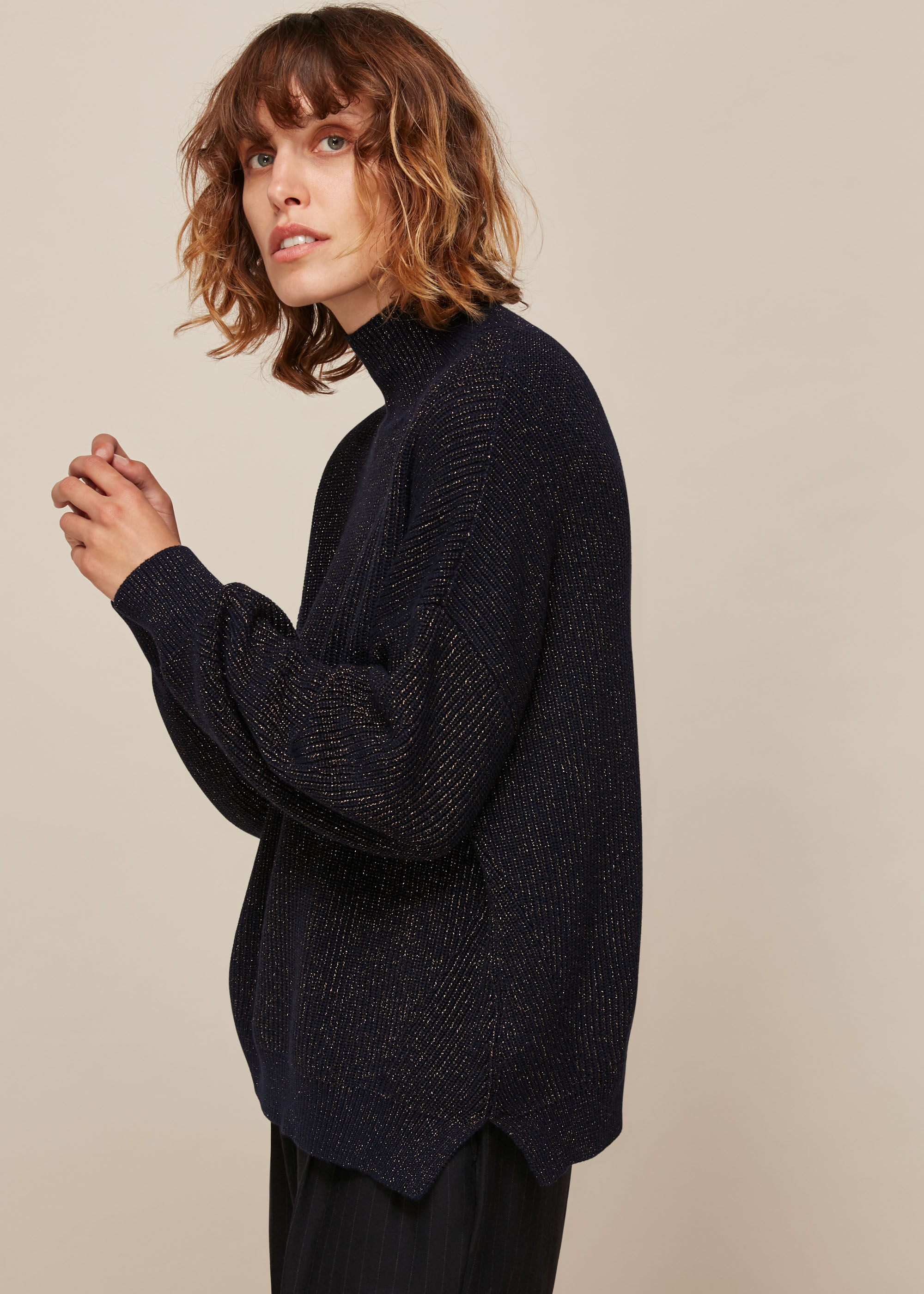 Navy Chunky Sparkle Knit