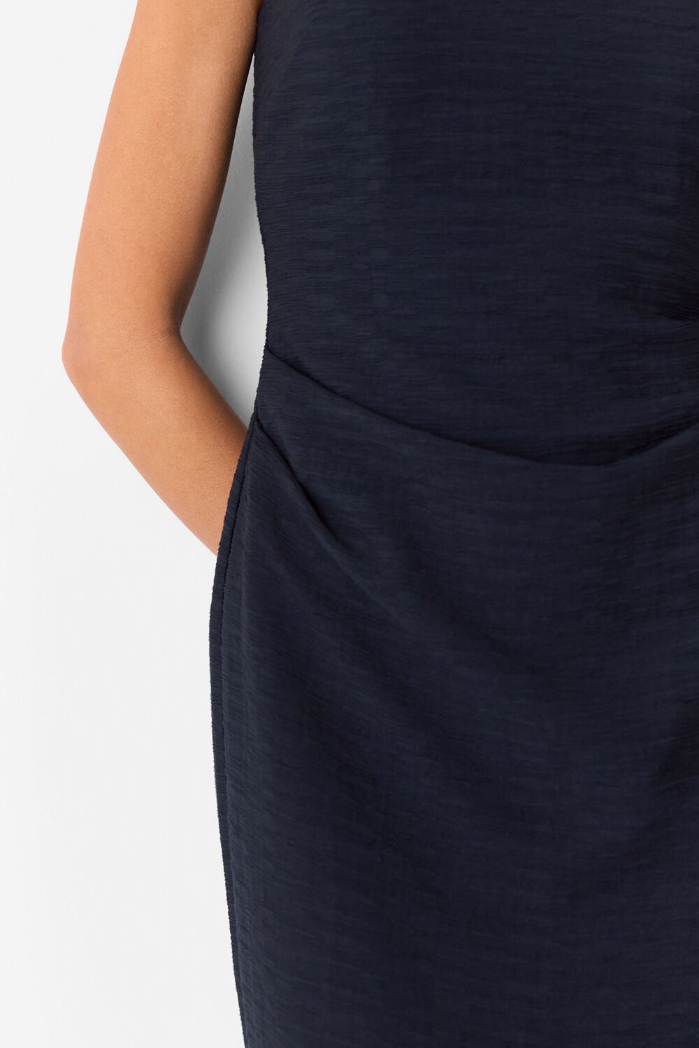 Navy Nora Textured Midi Dress