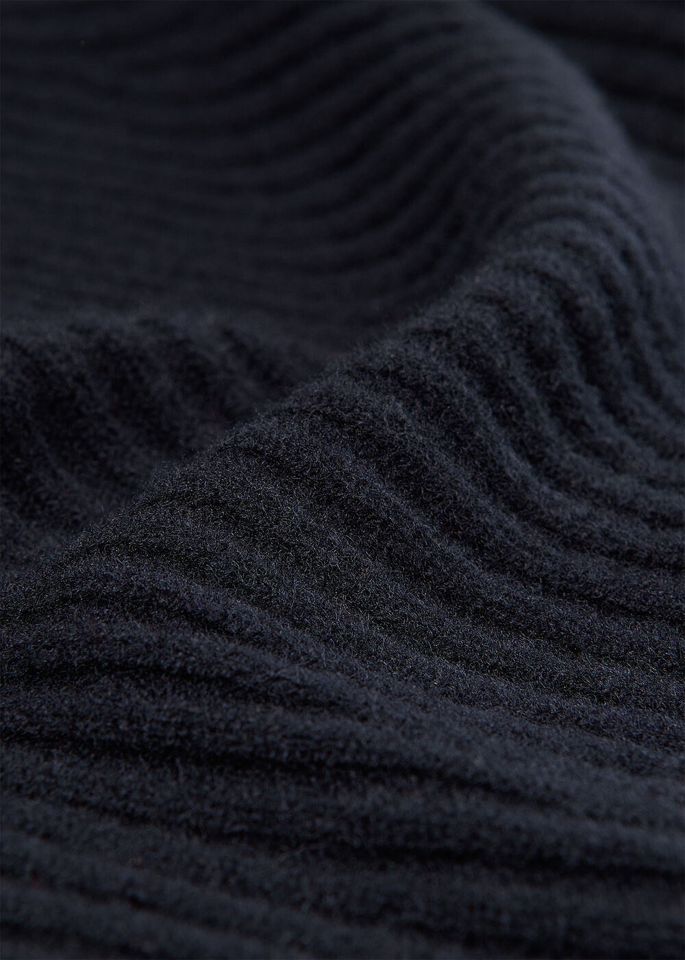 Wool Zip Front Rib Cardigan