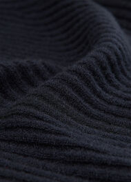 Wool Zip Front Rib Cardigan