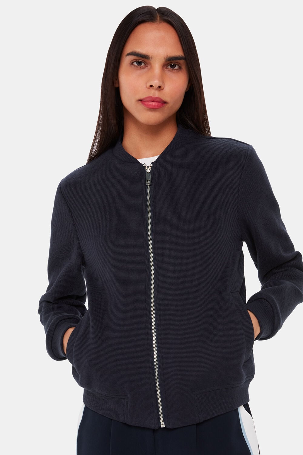 Navy Jersey Bomber Jacket