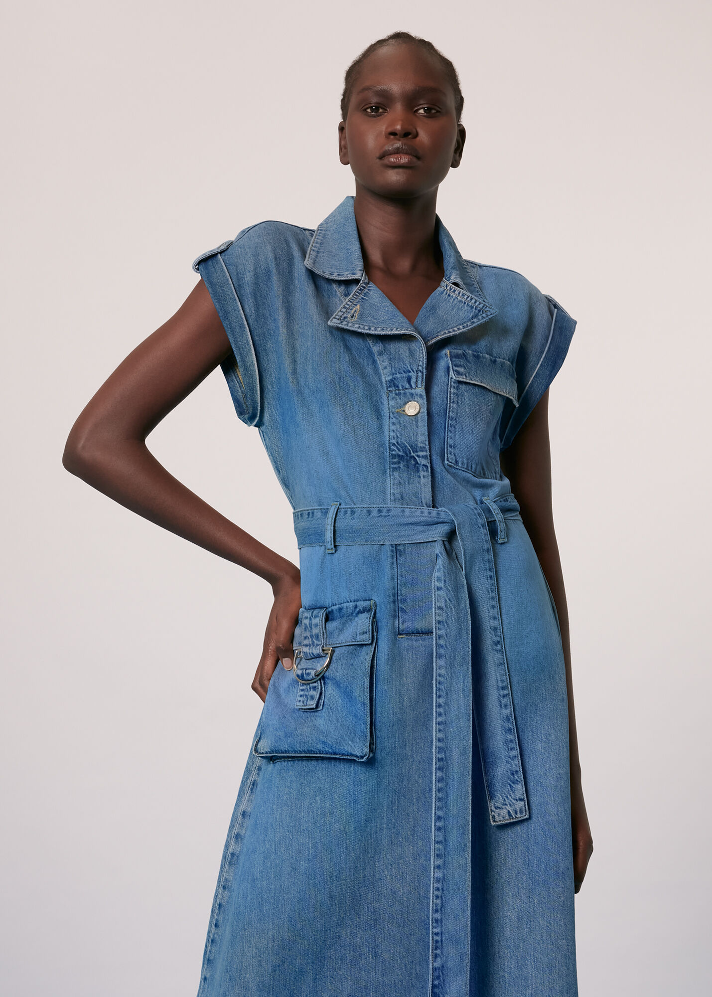 Alisha Denim Midi Dress WHISTLES
