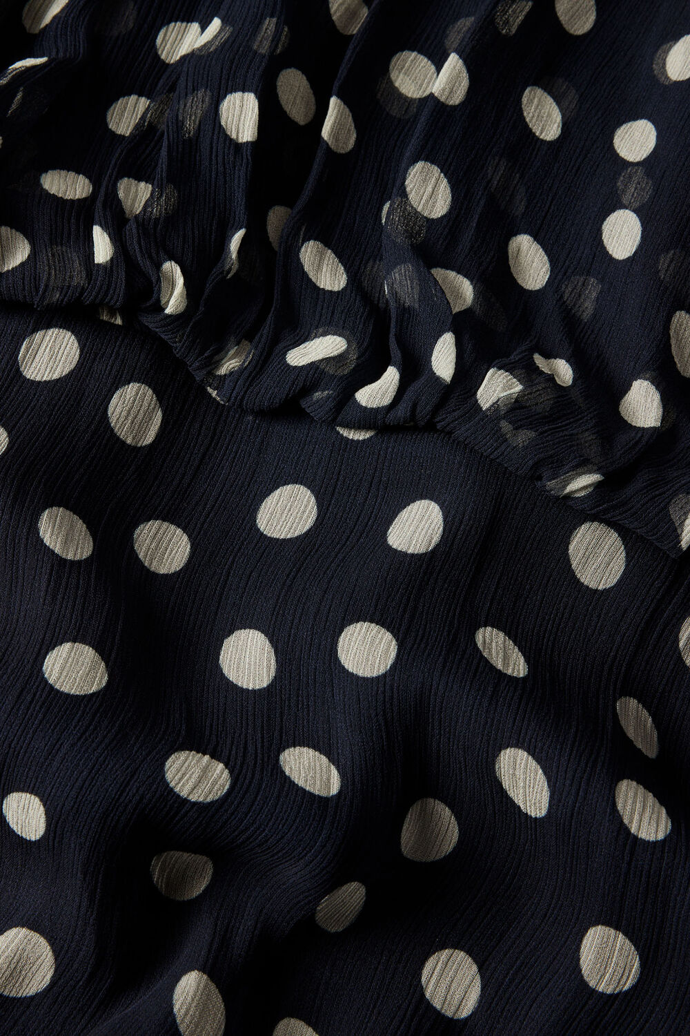 Navy Polka Dot Print Midi Dress