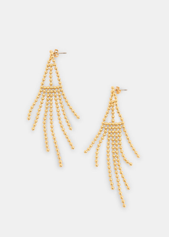 Gold Seed Bead Statement Earring