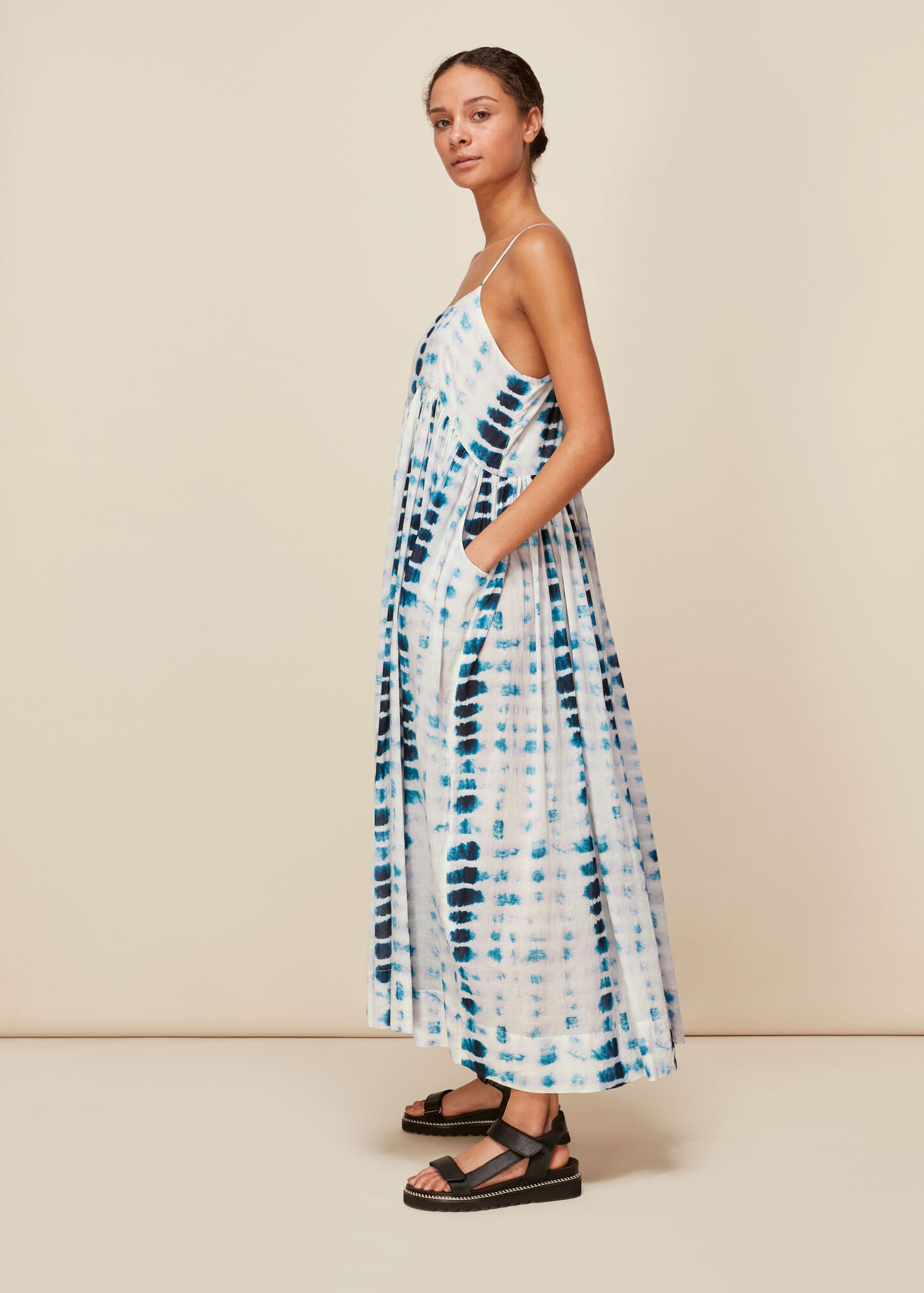 Multicolour Tie Dye Beach Carmen Dress WHISTLES Whistles UK