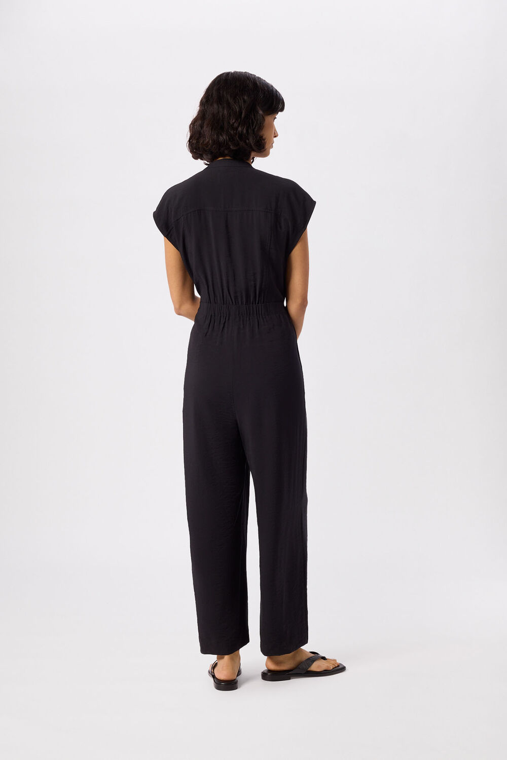 Black Sleeveless Drawstring Jumpsuit