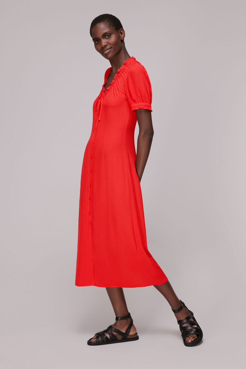Ada Ruched Detail Midi Dress