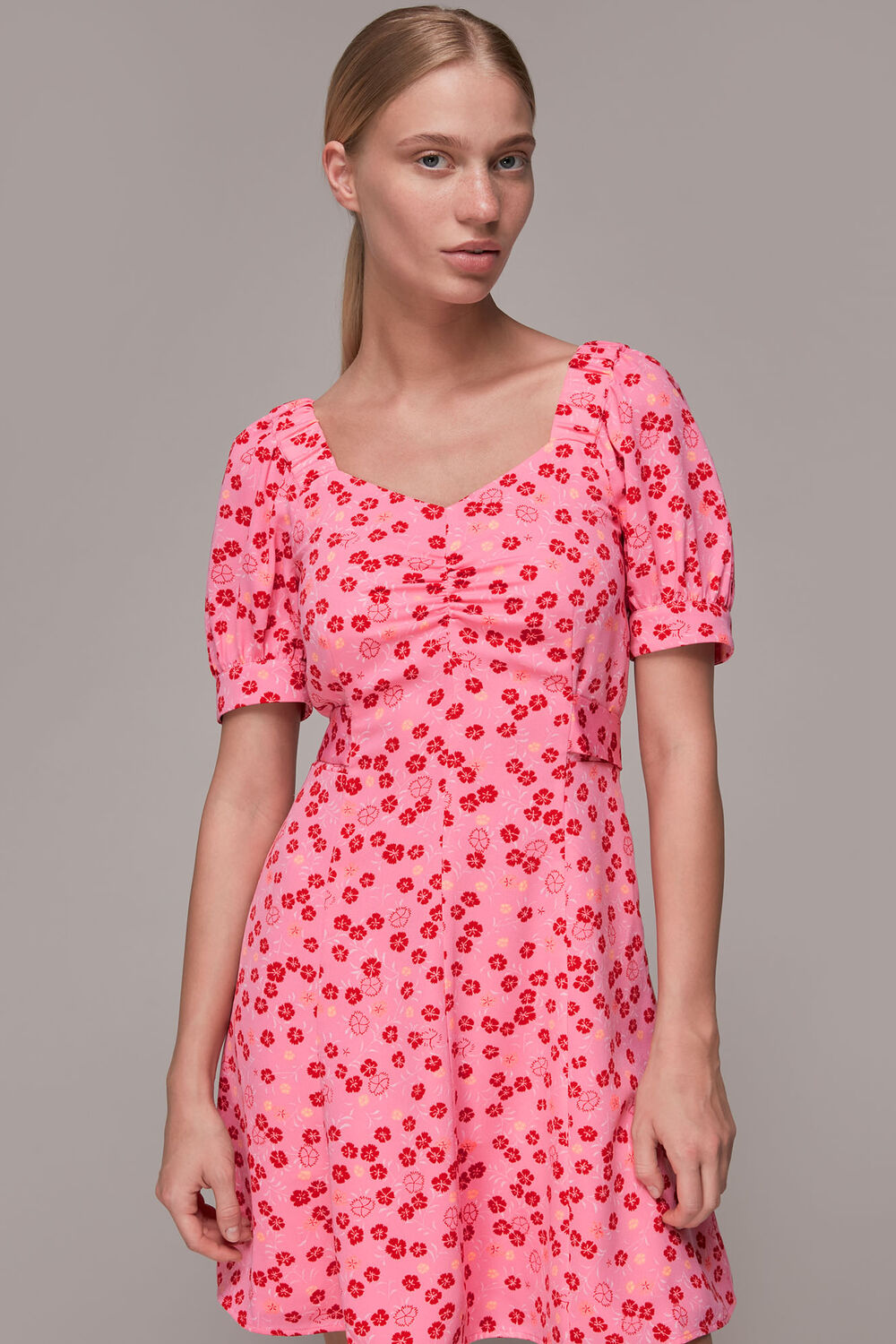 Cherry Floral Tie Waist Dress
