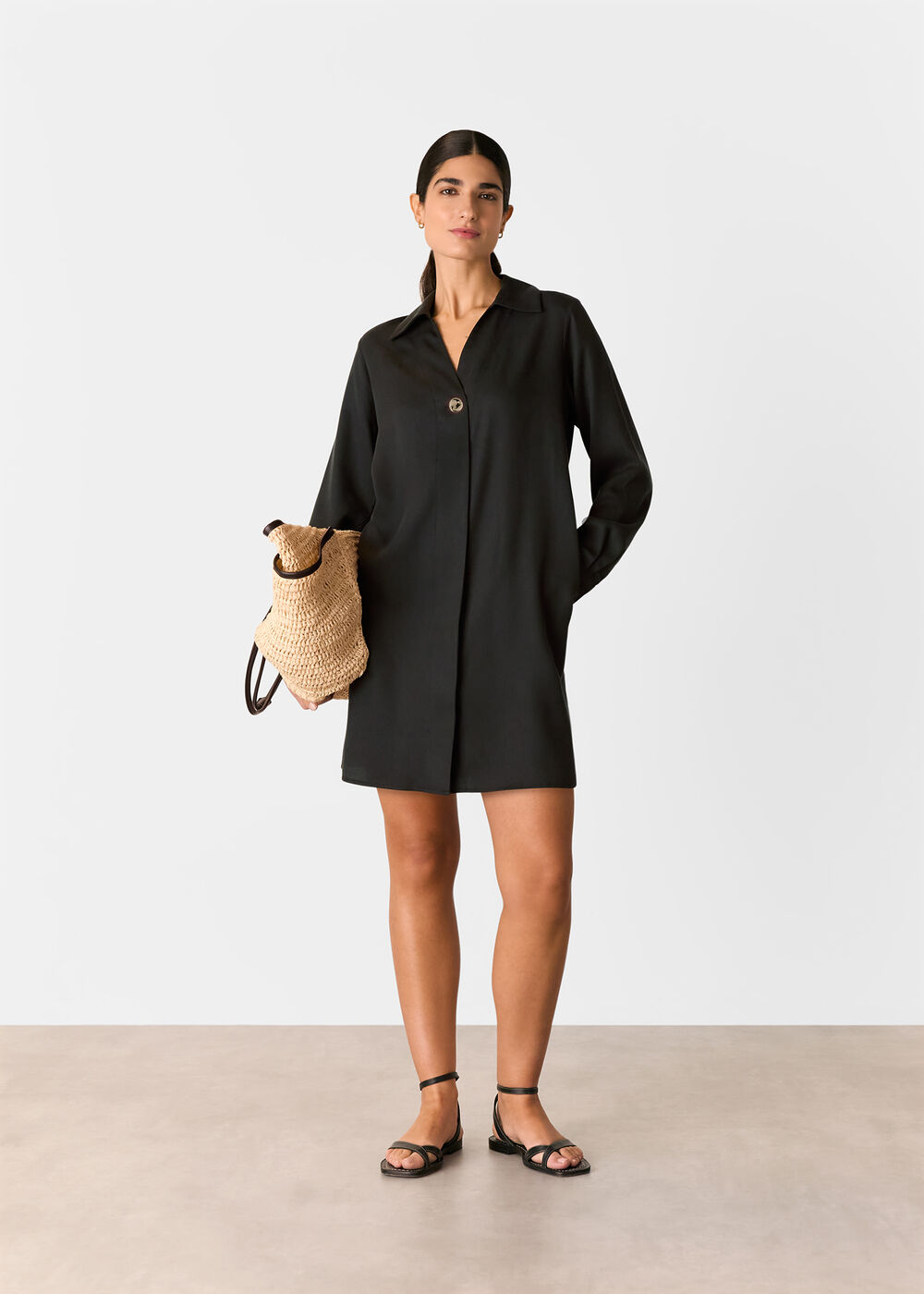 Collared Button Short Dress