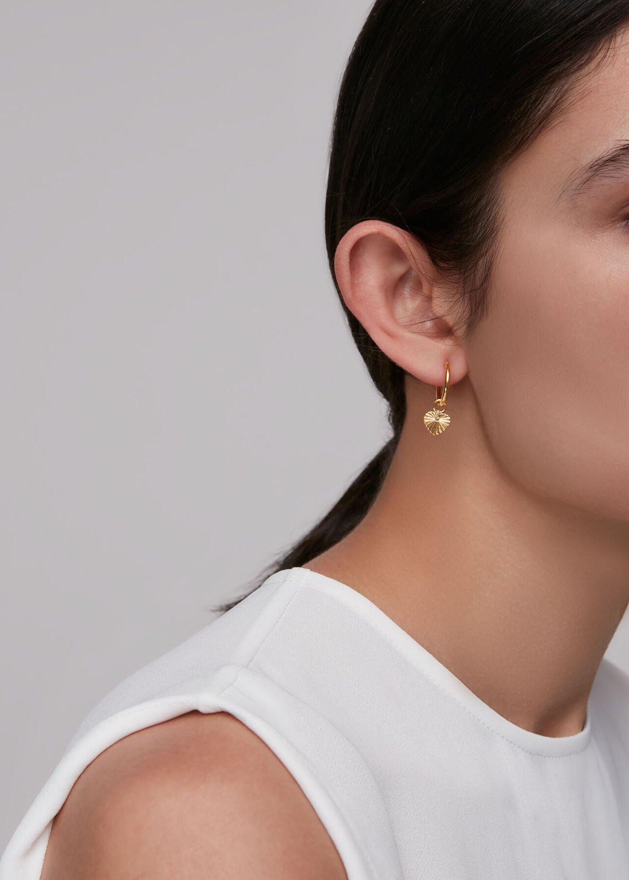 Textured Heart Hoop Earring