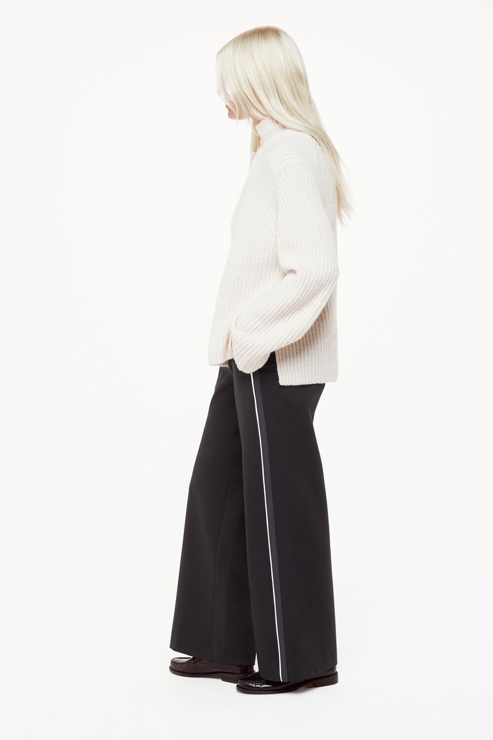 Black Petite Edie Side Stripe Ponte Trouser