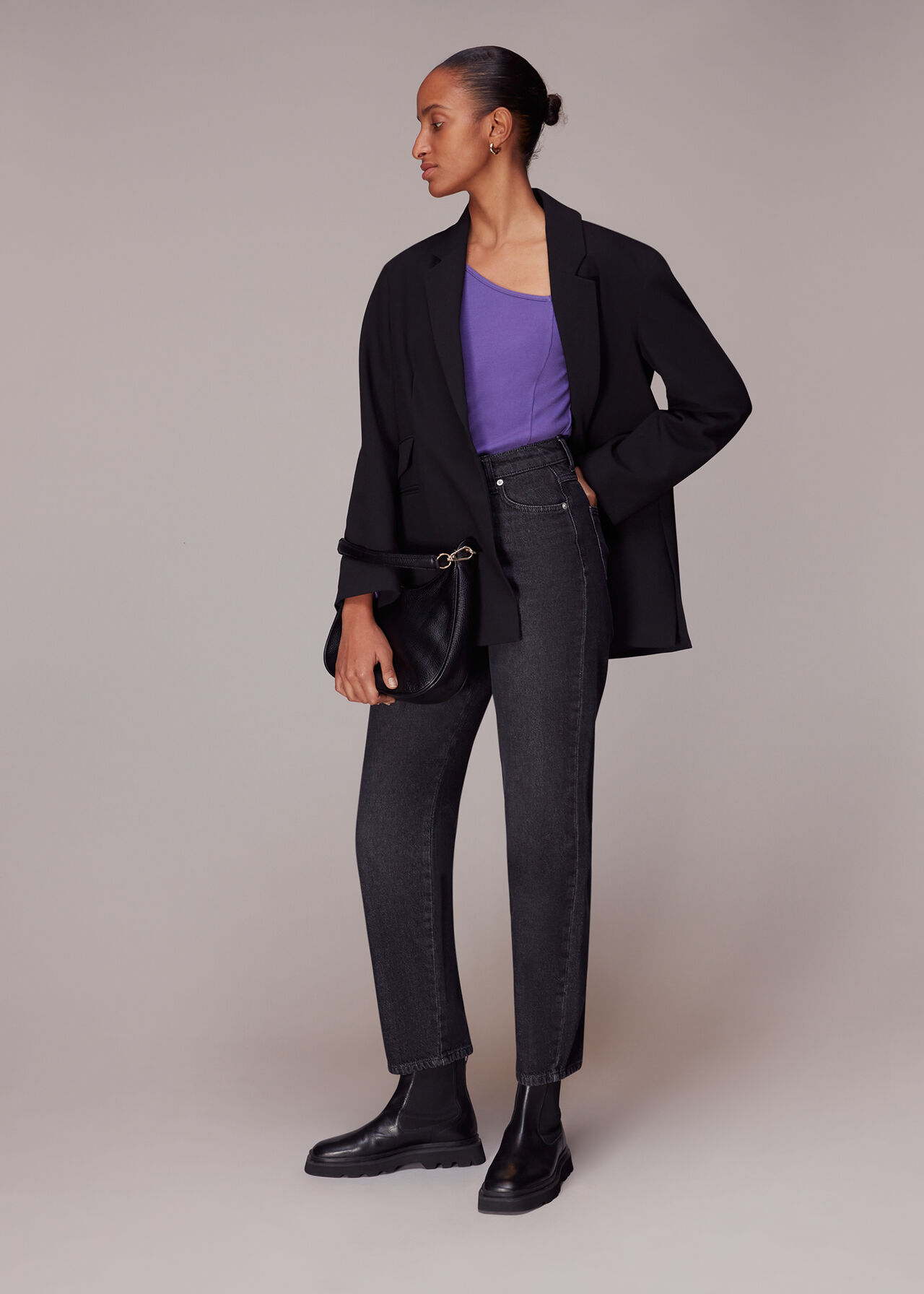 Ribbed Asymmetric V-Neck Top