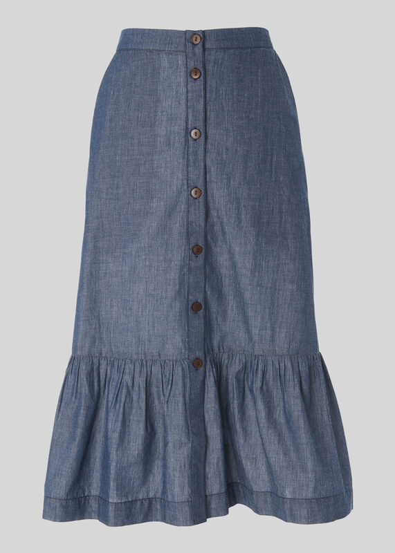 Button Chambray Skirt