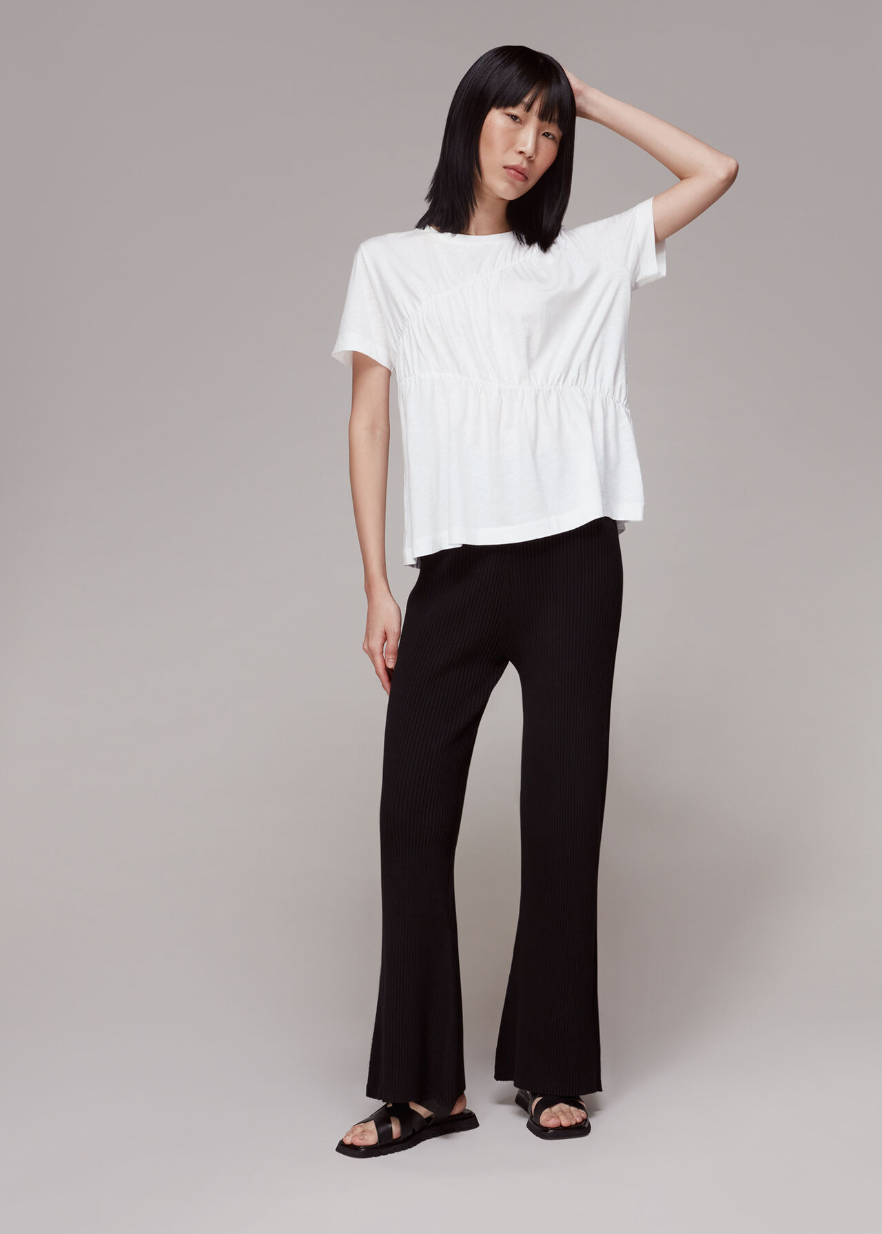 Daja Diagonal Ruched Top