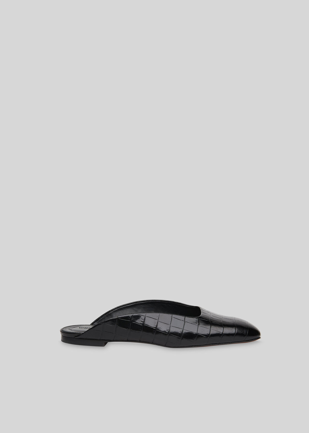 Netley Croc Slip On Mule Black