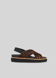 Robyn Tiger Cross Strap Sandal Brown/Multi