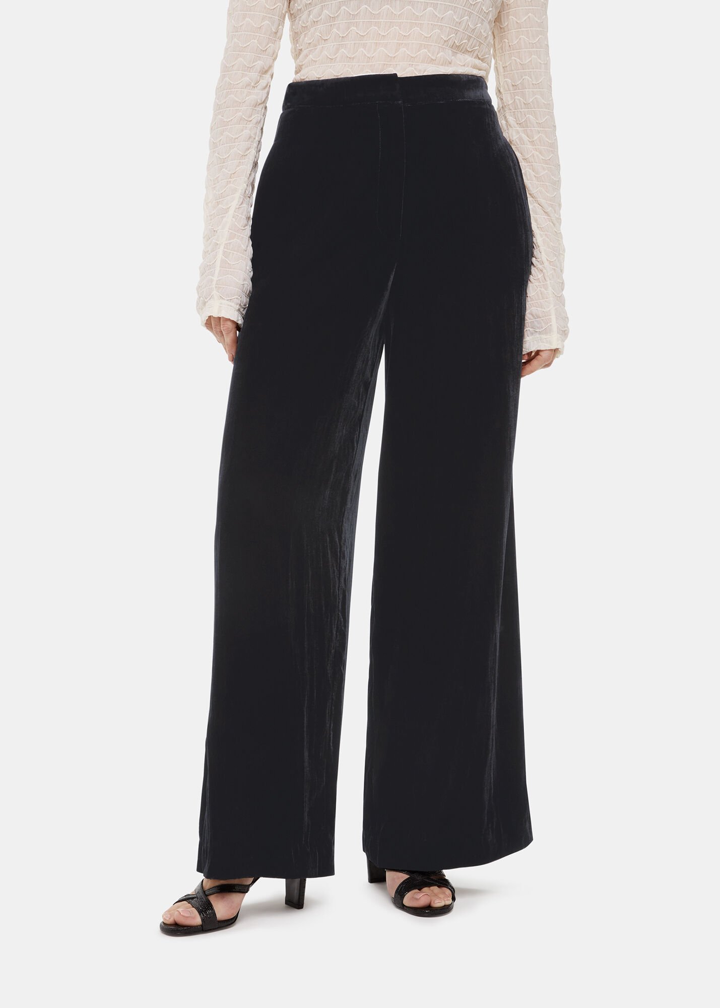 Petite black best sale velvet trousers