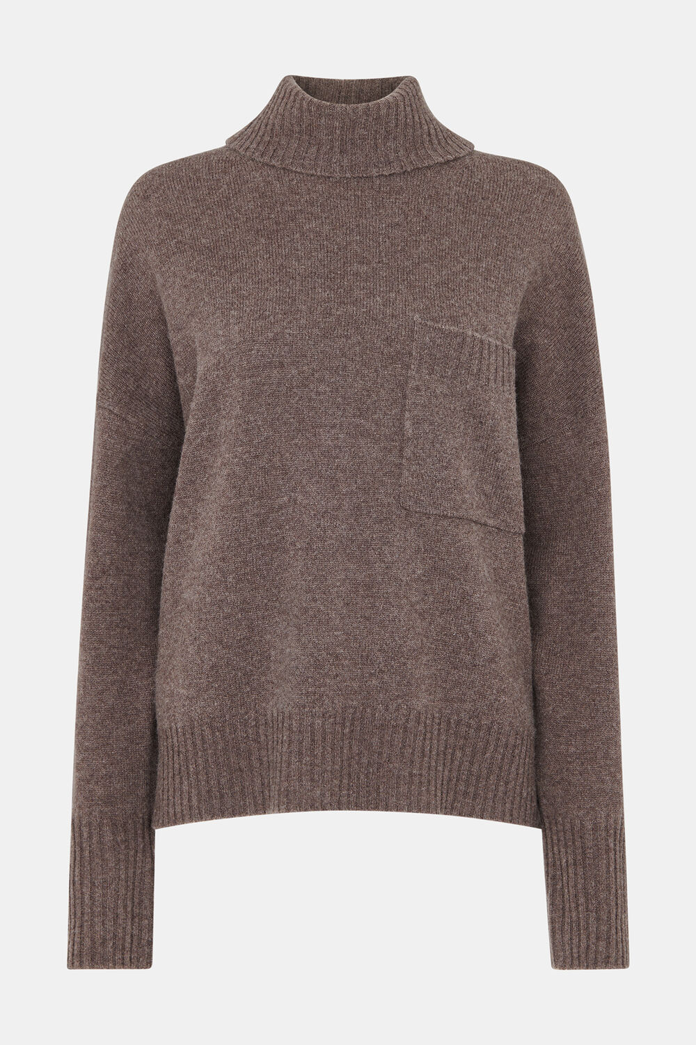 Wool Roll Neck Pocket Sweater