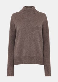Wool Roll Neck Pocket Sweater