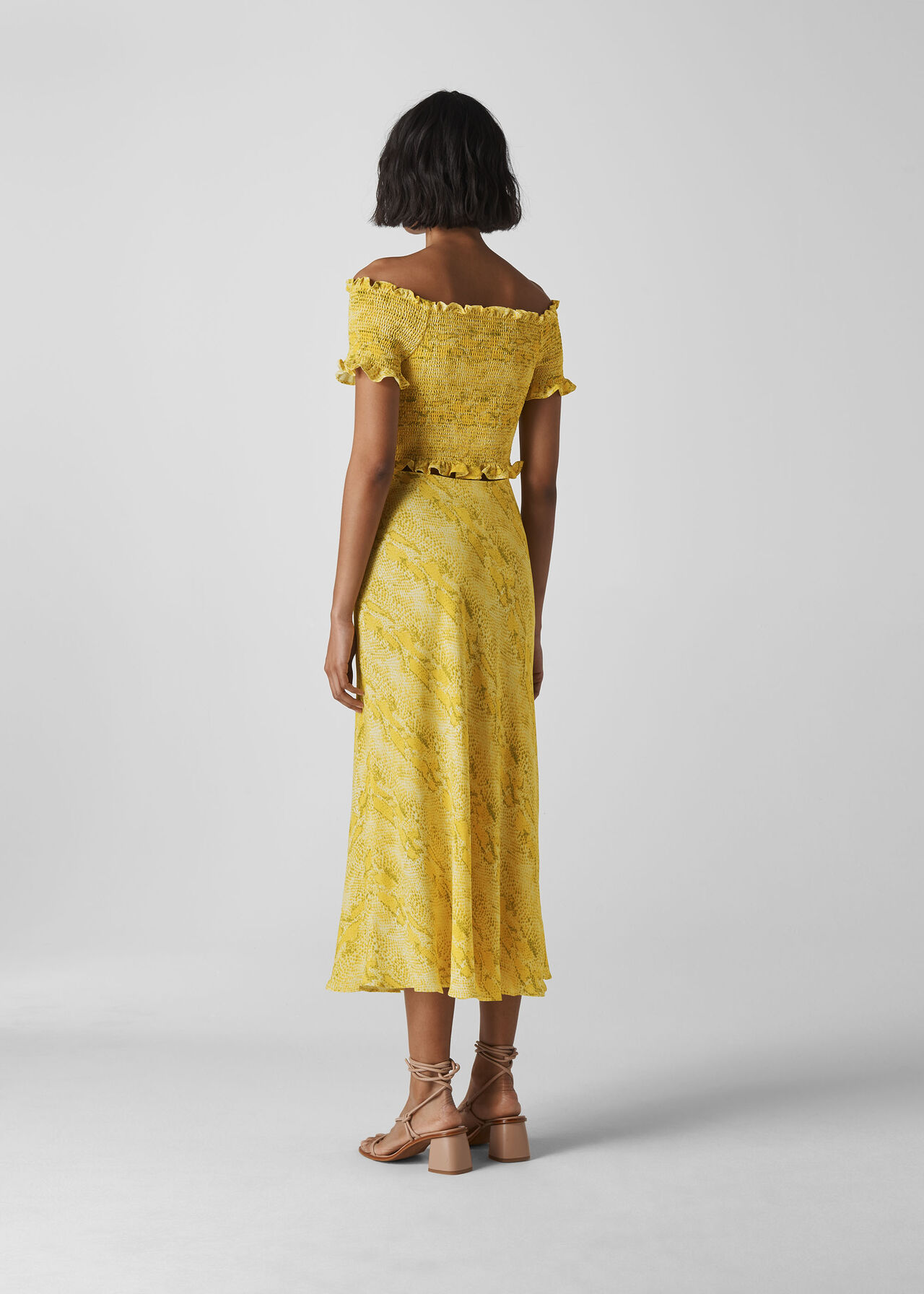 Python Print Bias Cut Skirt Yellow/Multi