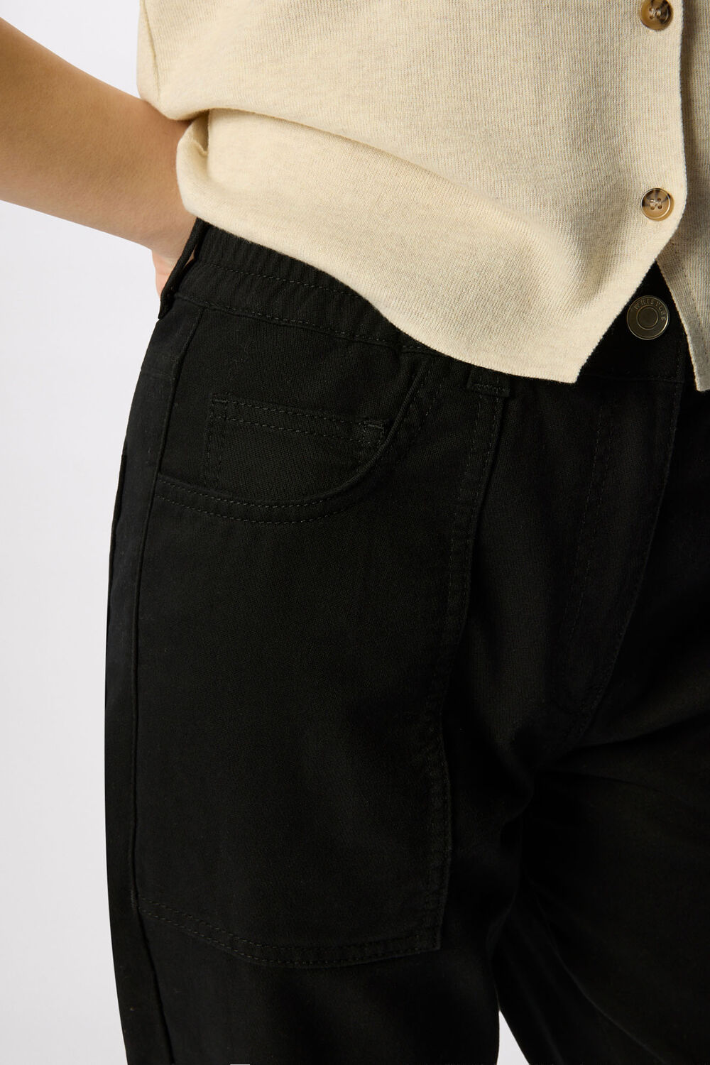 Solid Black Petite Tessa Casual Trouser