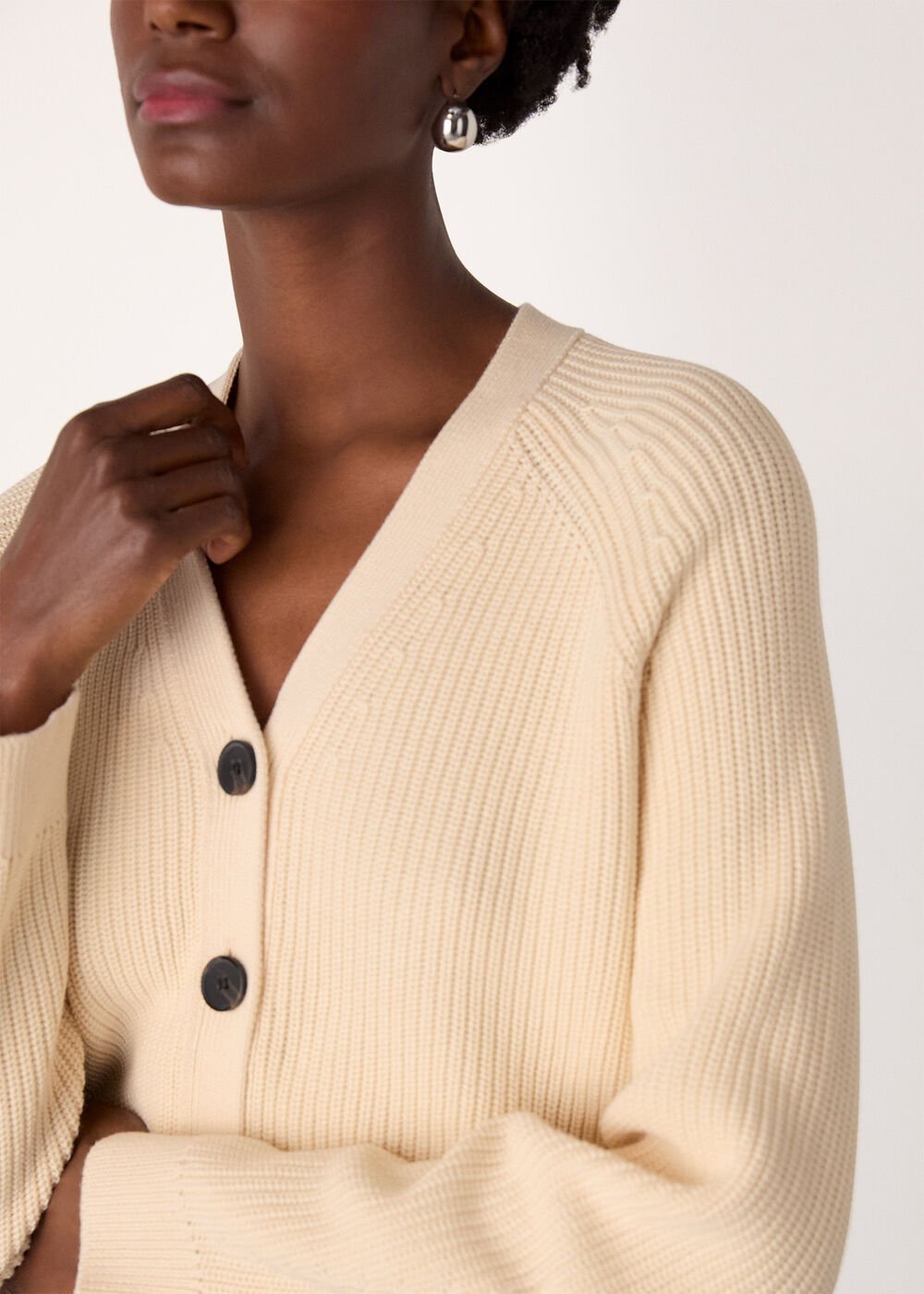 Petite V Neck Cotton Cardigan