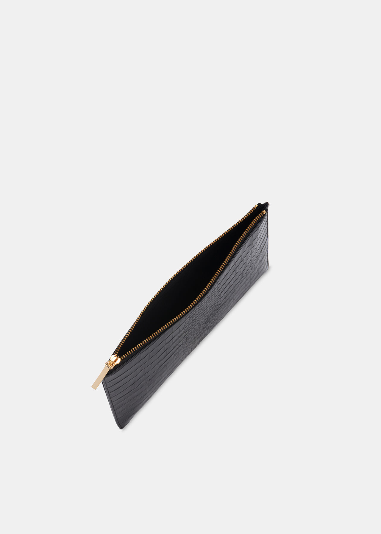 Shiny Croc Medium Clutch Black