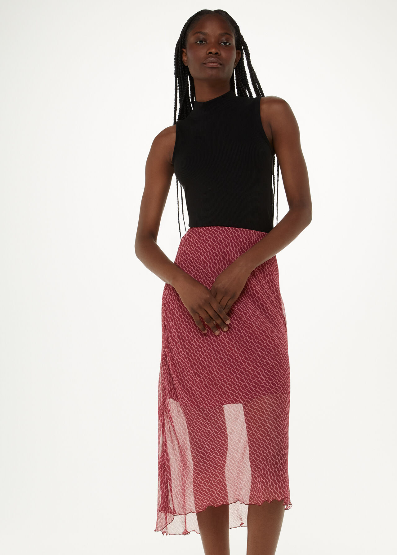 Pink/Multi Dainty Net Tie Detail Skirt | WHISTLES