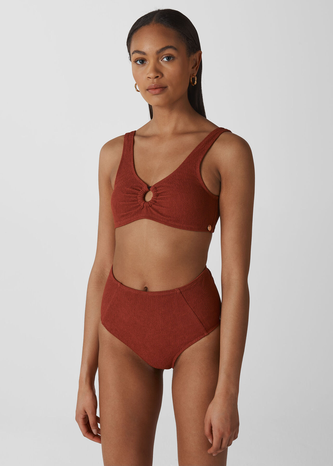 Textured Bikini Bottoms Rust