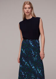 Night Cat Bias Cut Skirt