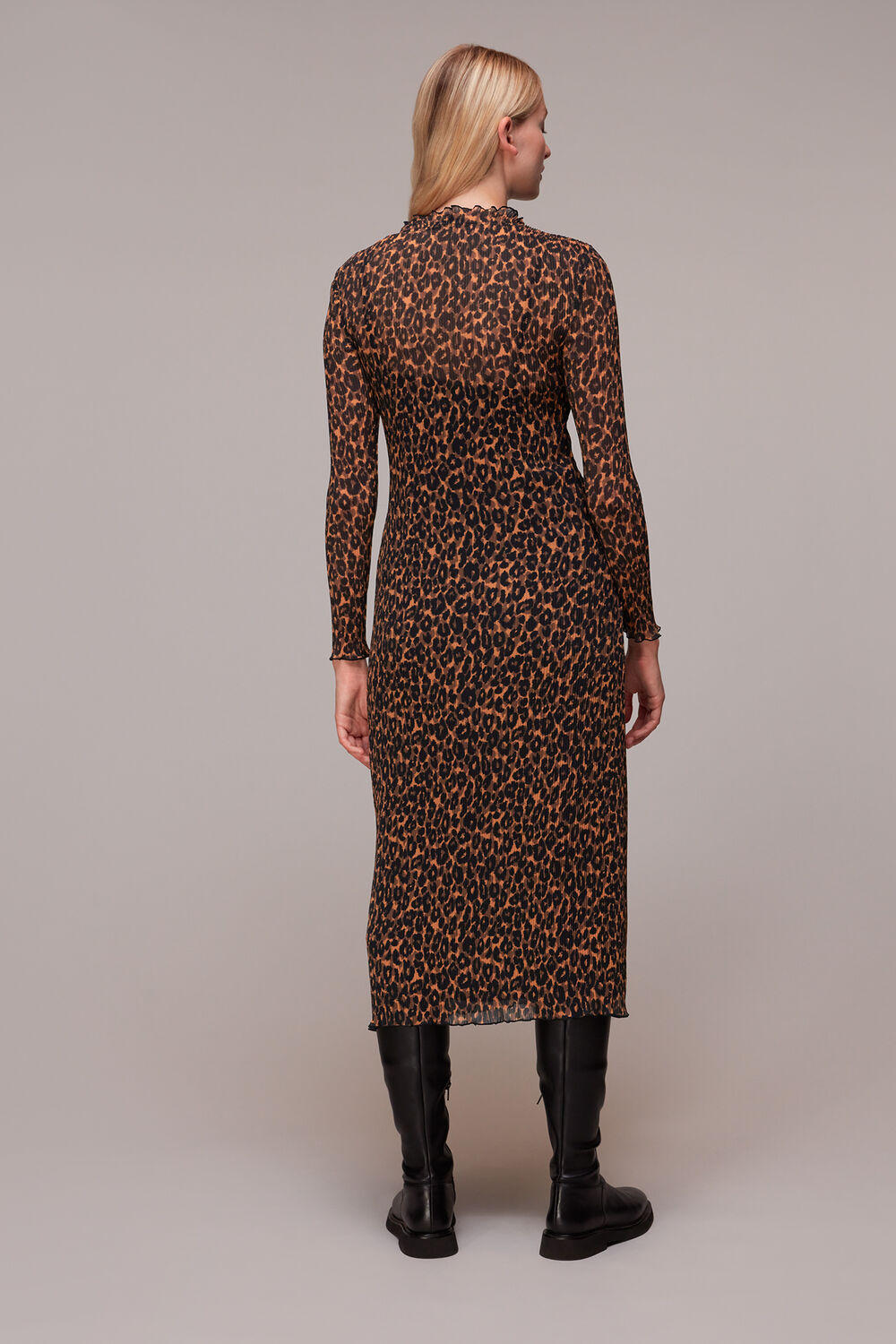Leopard Plisse Midi Dress