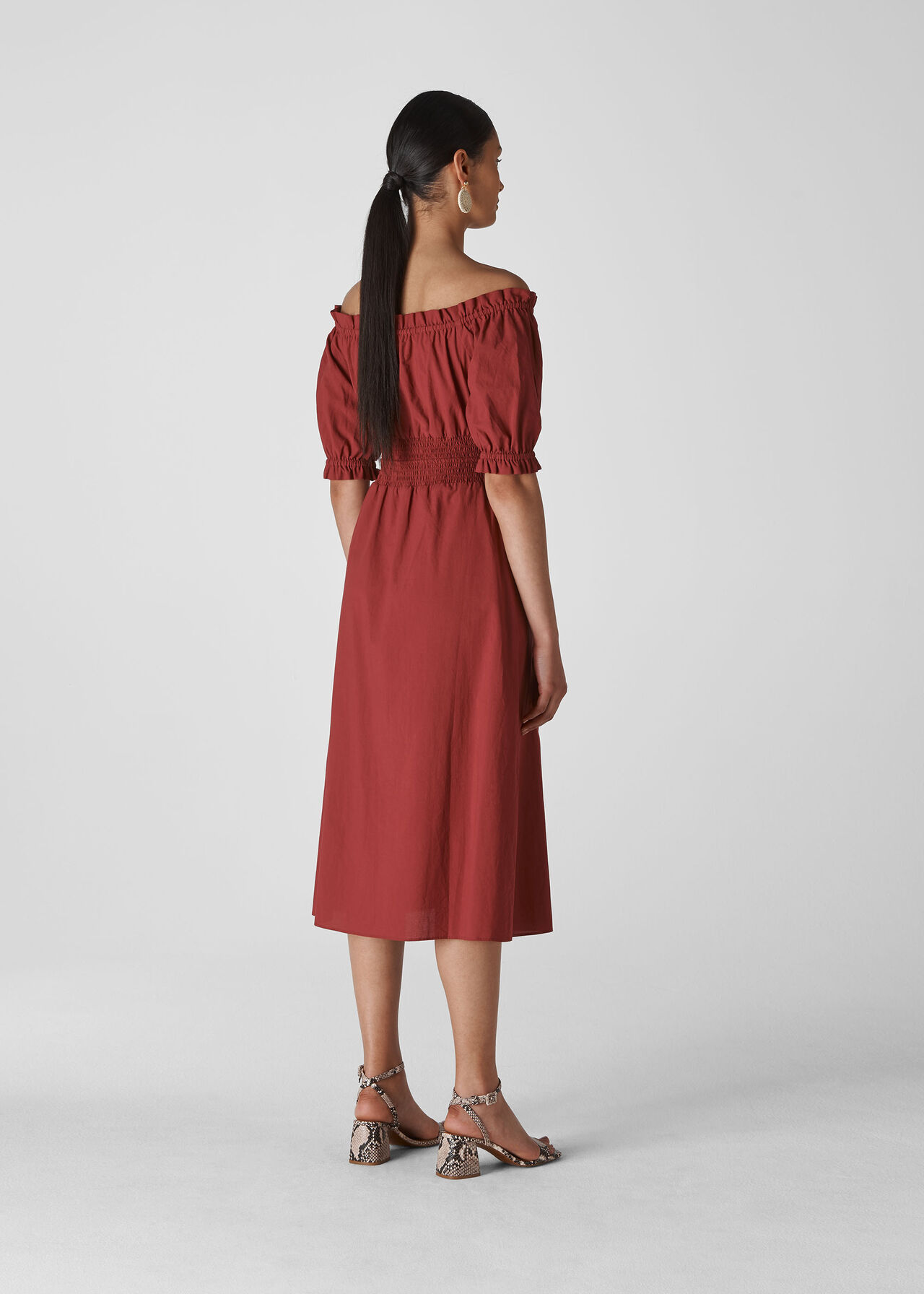 Simma Shirred Waist Dress Burgundy