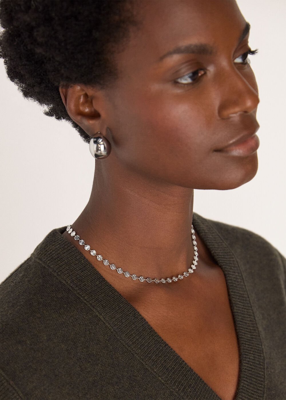 Textured Circle Chain Necklace