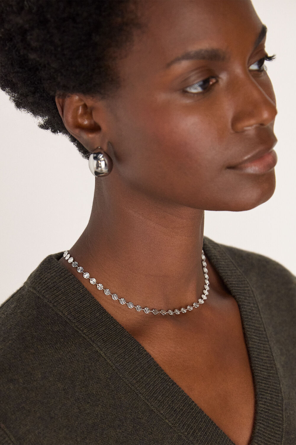 Textured Circle Chain Necklace