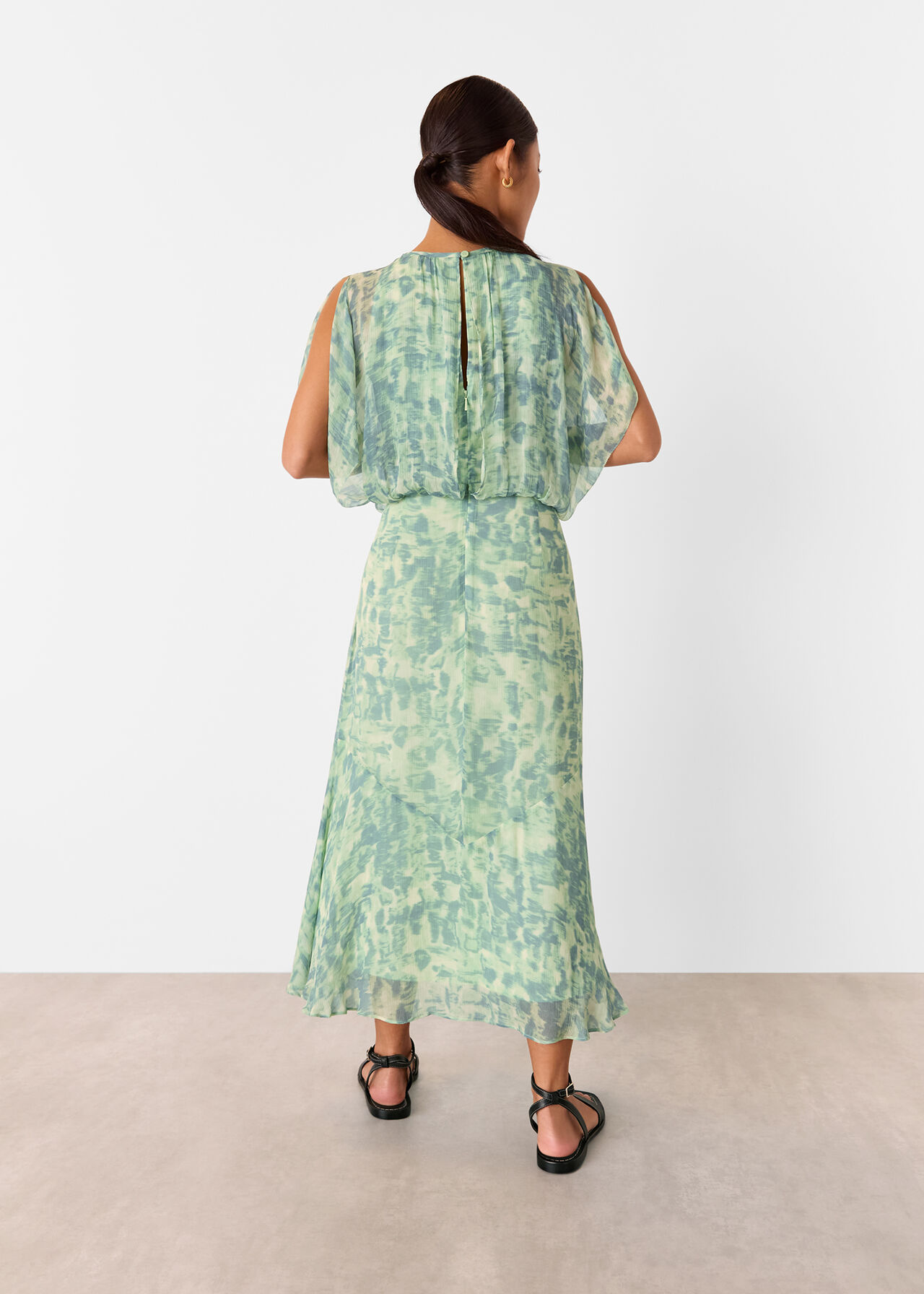 Petite Dashed Brush Marks Midi Dress