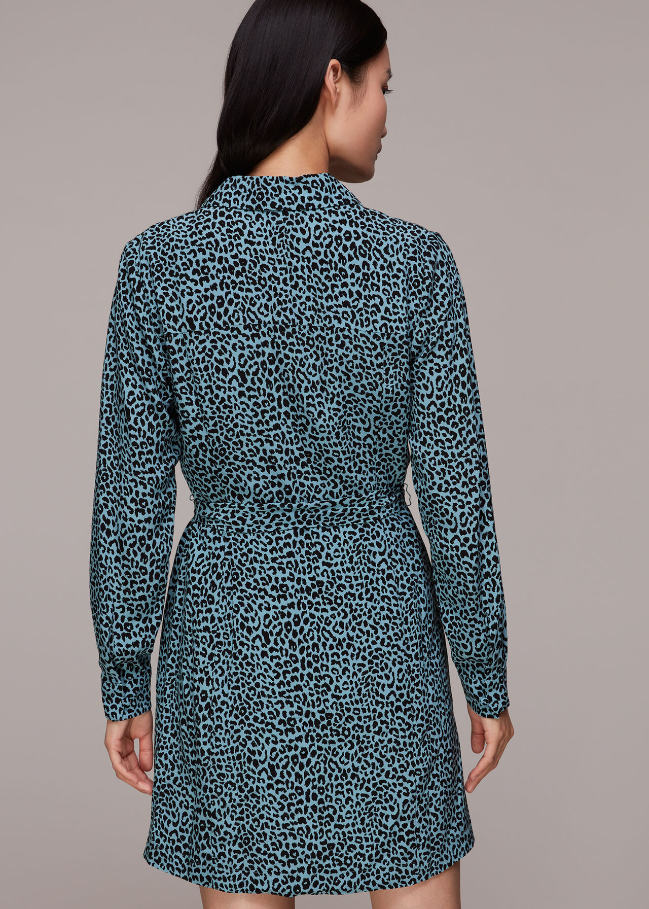 Contrast Leopard Belted Dress
