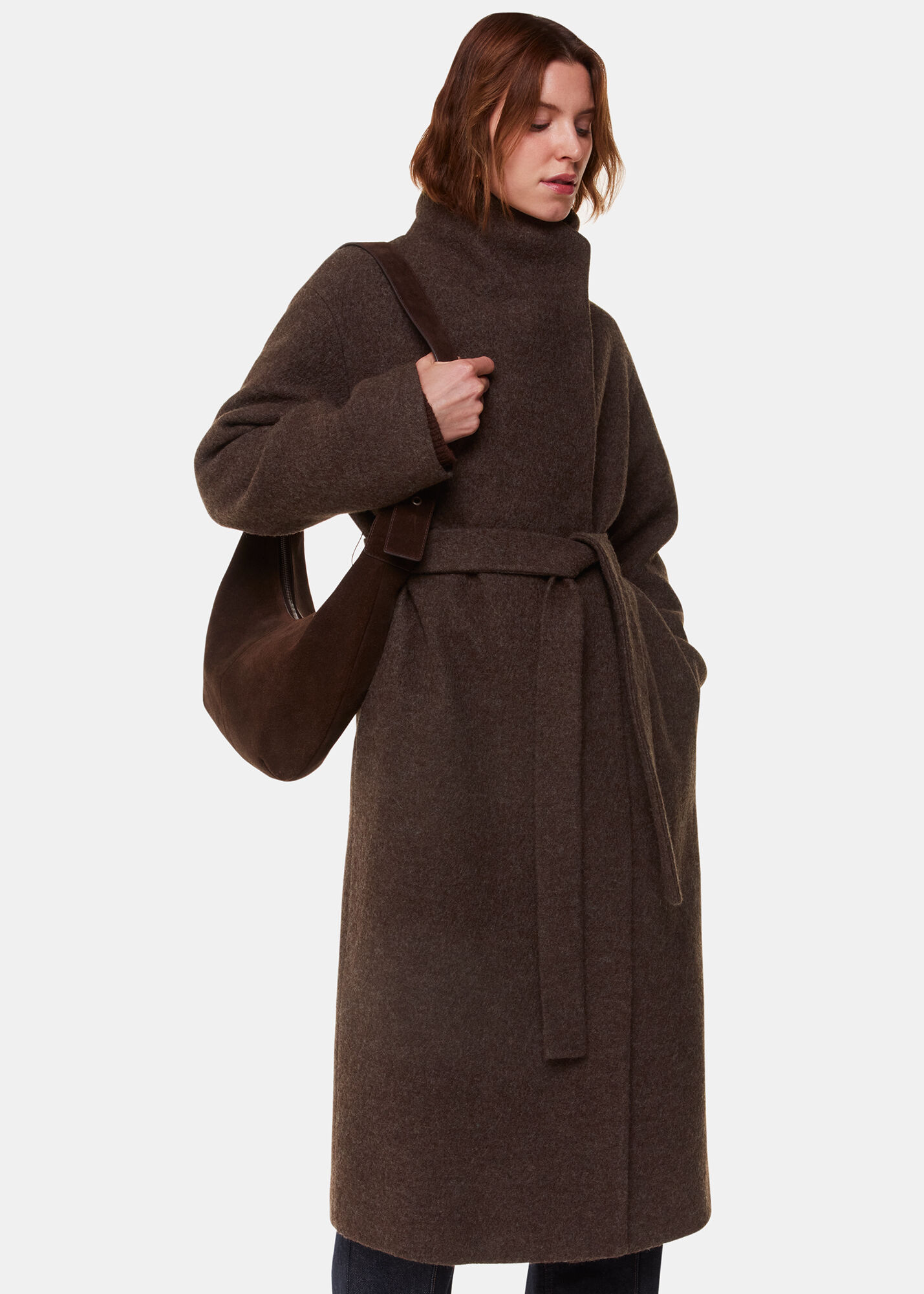 Funnel neck wrap coat hot sale