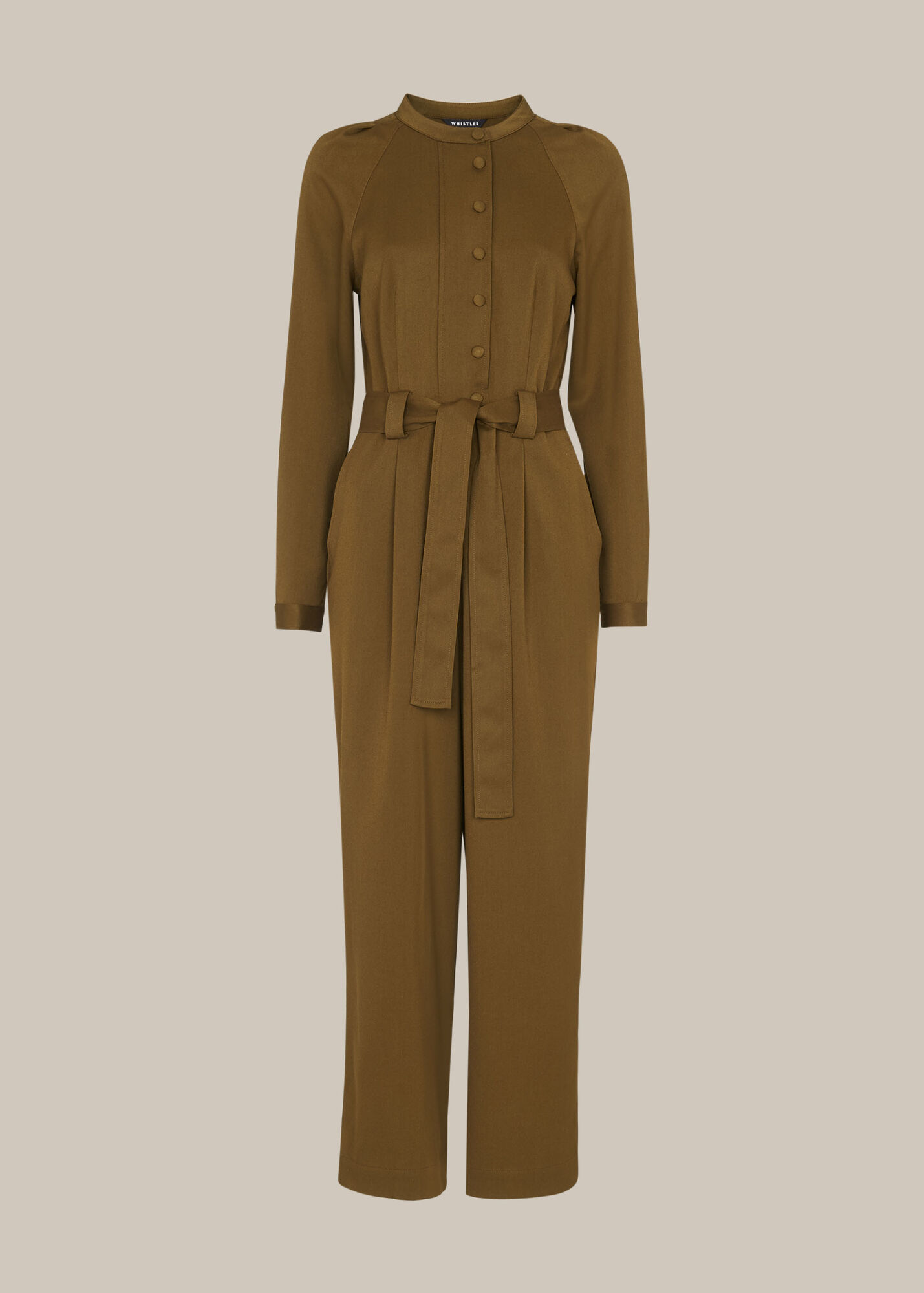 Olive Tie Front Jumpsuit WHISTLES