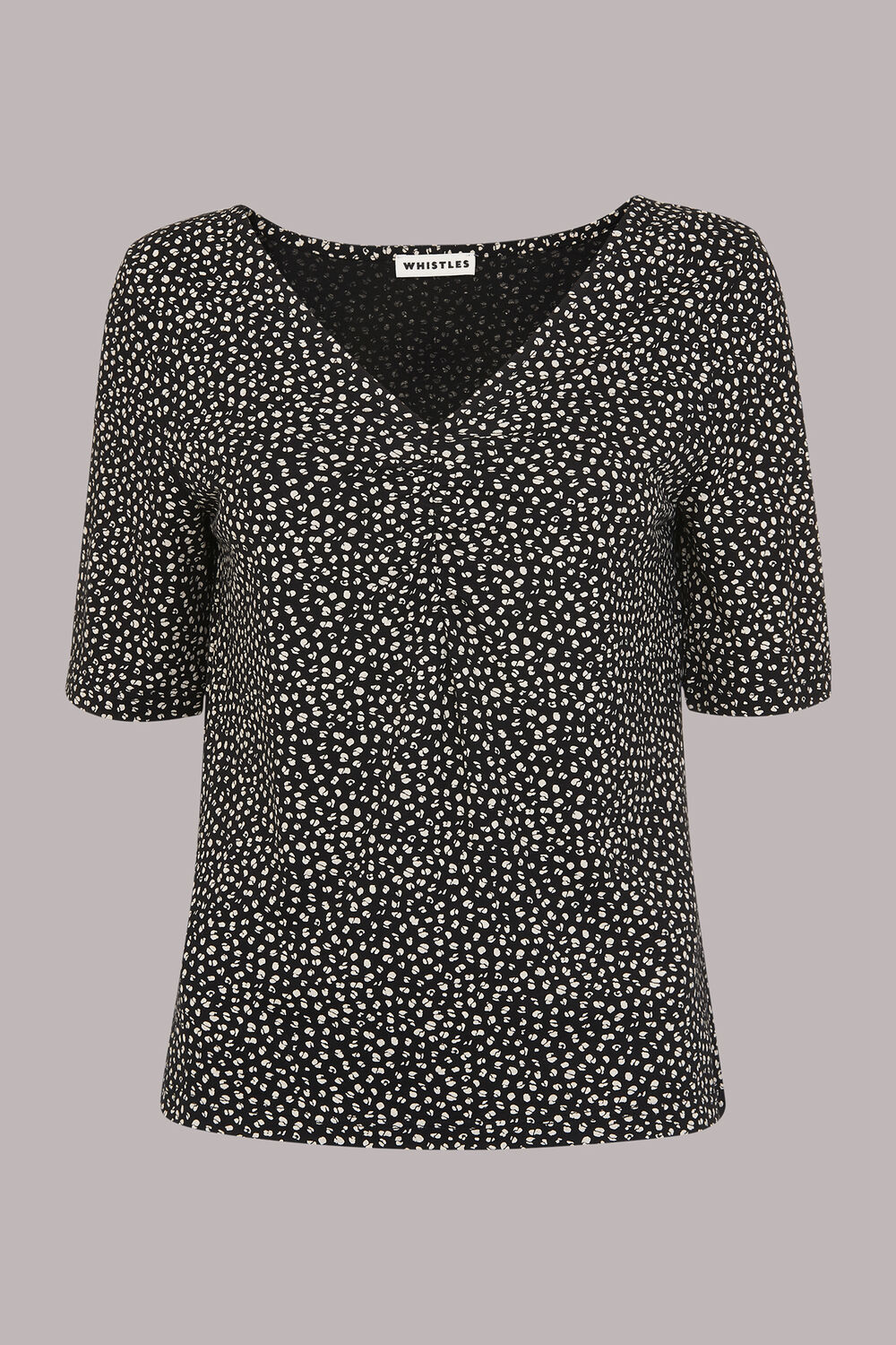 Ink Leopard V Neck Ruched Tee